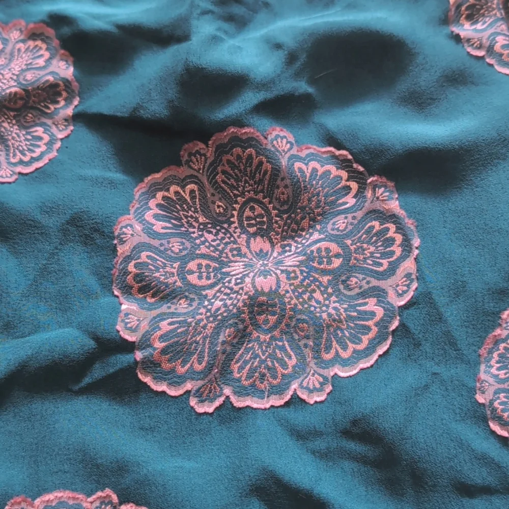 Trina Turk Teal & Pink Saloni Silk Puff Sleeve Top - Picture 7 of 12
